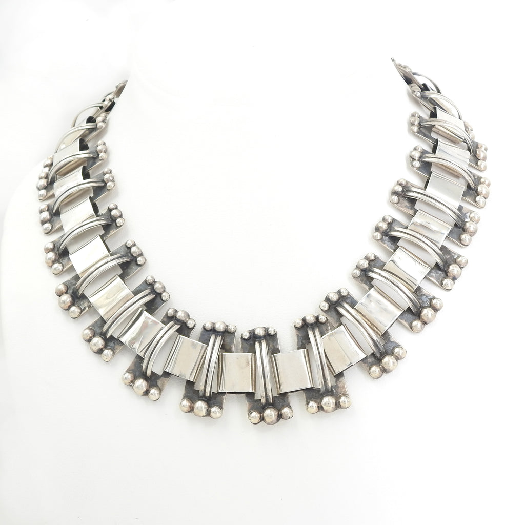 Sterling Silver Square Link Collar Necklace