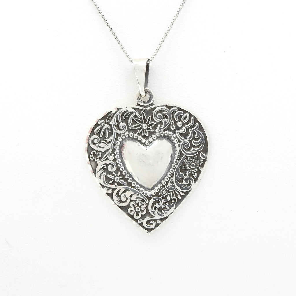 Sterling Silver Decorative Heart Pendant