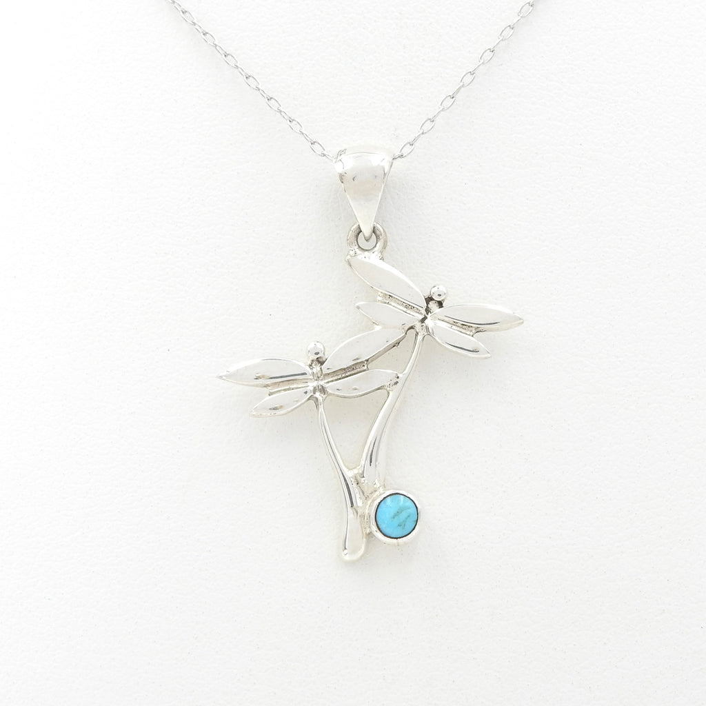 Sterling Silver Dragonfly w/ Turquoise Pendant