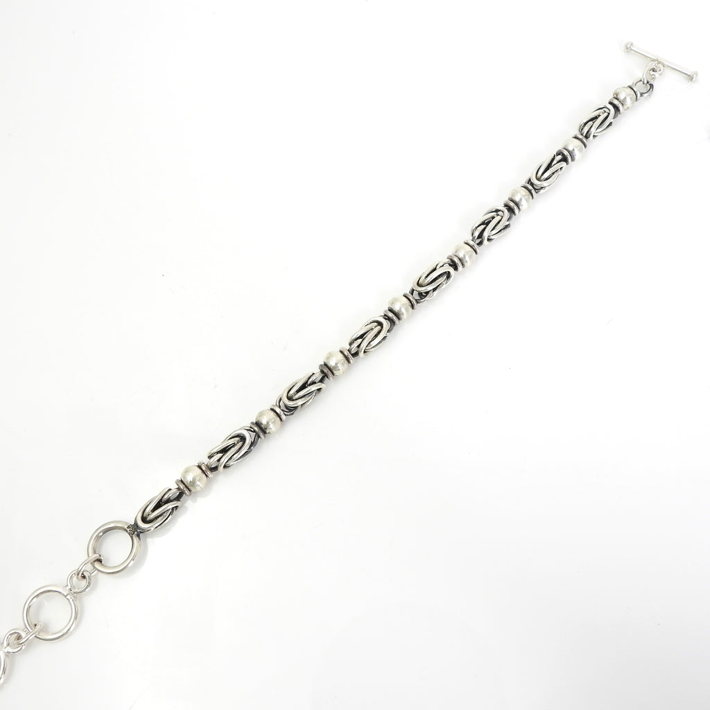 Sterling Silver Large Link & Silver Bead Bracelet
