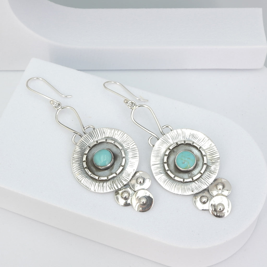 Sterling Silver Turquoise Disc Earrings