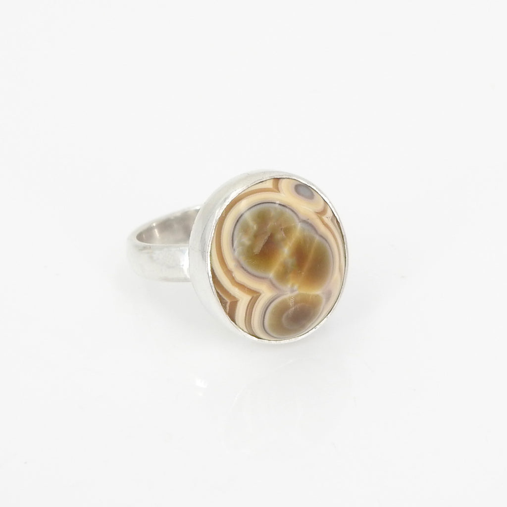S/S Yellow Eye Agate Ring Size 9