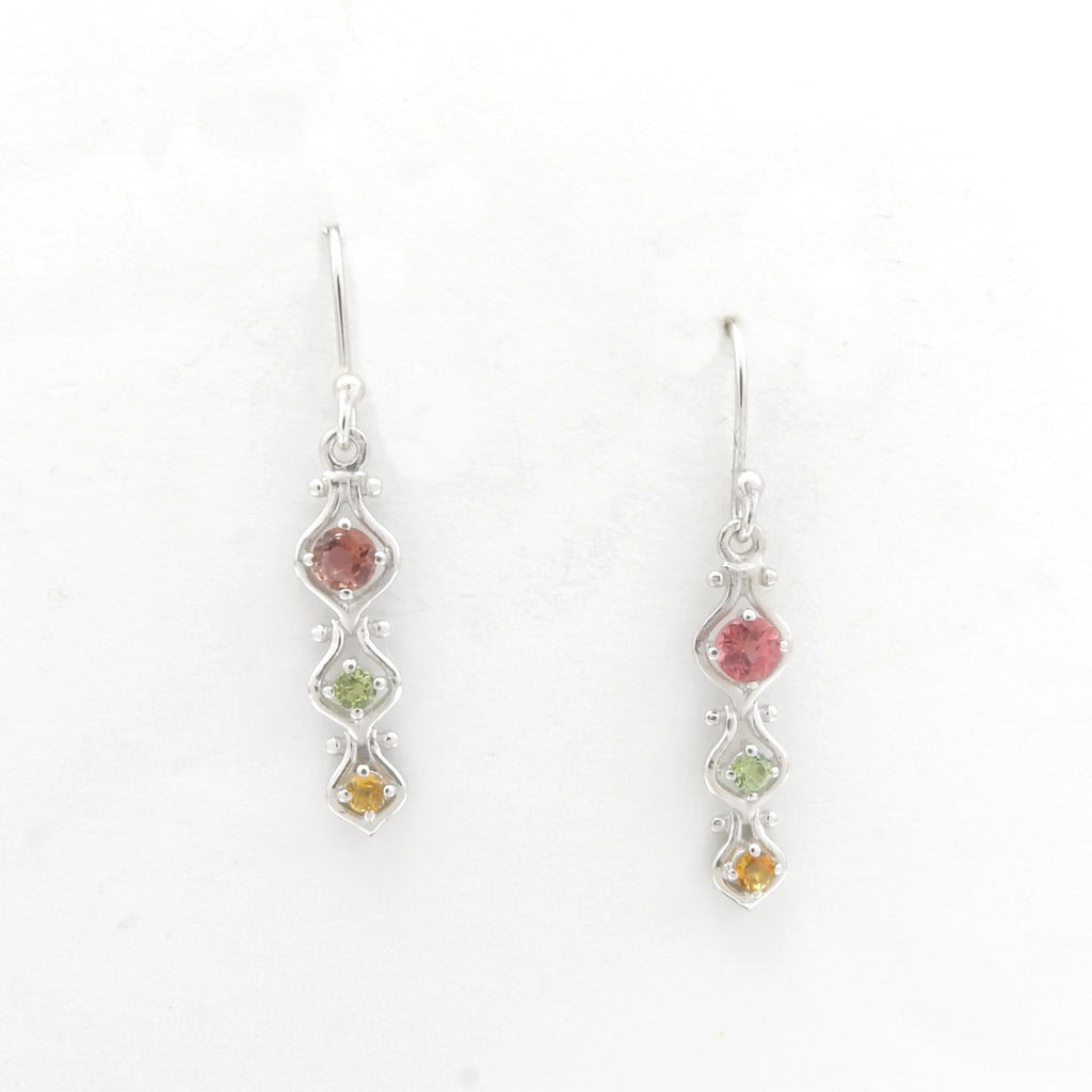 Sterling Silver Mixed Tourmaline Earrings