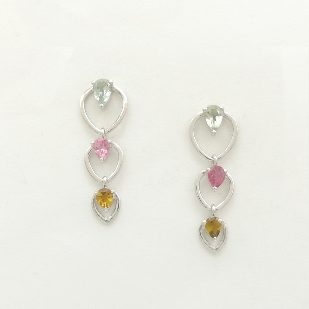 Sterling Siver Mixed Tourmaline Earrings