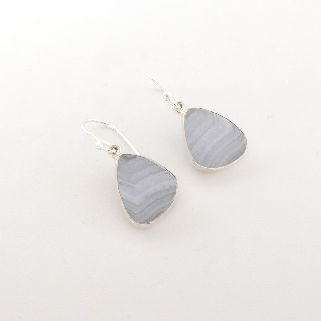 Sterling Silver Blue Lace Agate Earrings