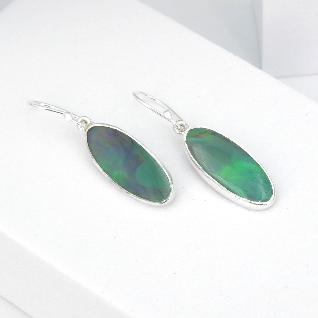 Sterling Silver Created Galaxy Opal Earrings