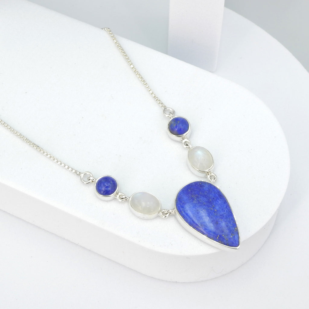 Sterling Silver Lapis & Moonstone Necklace
