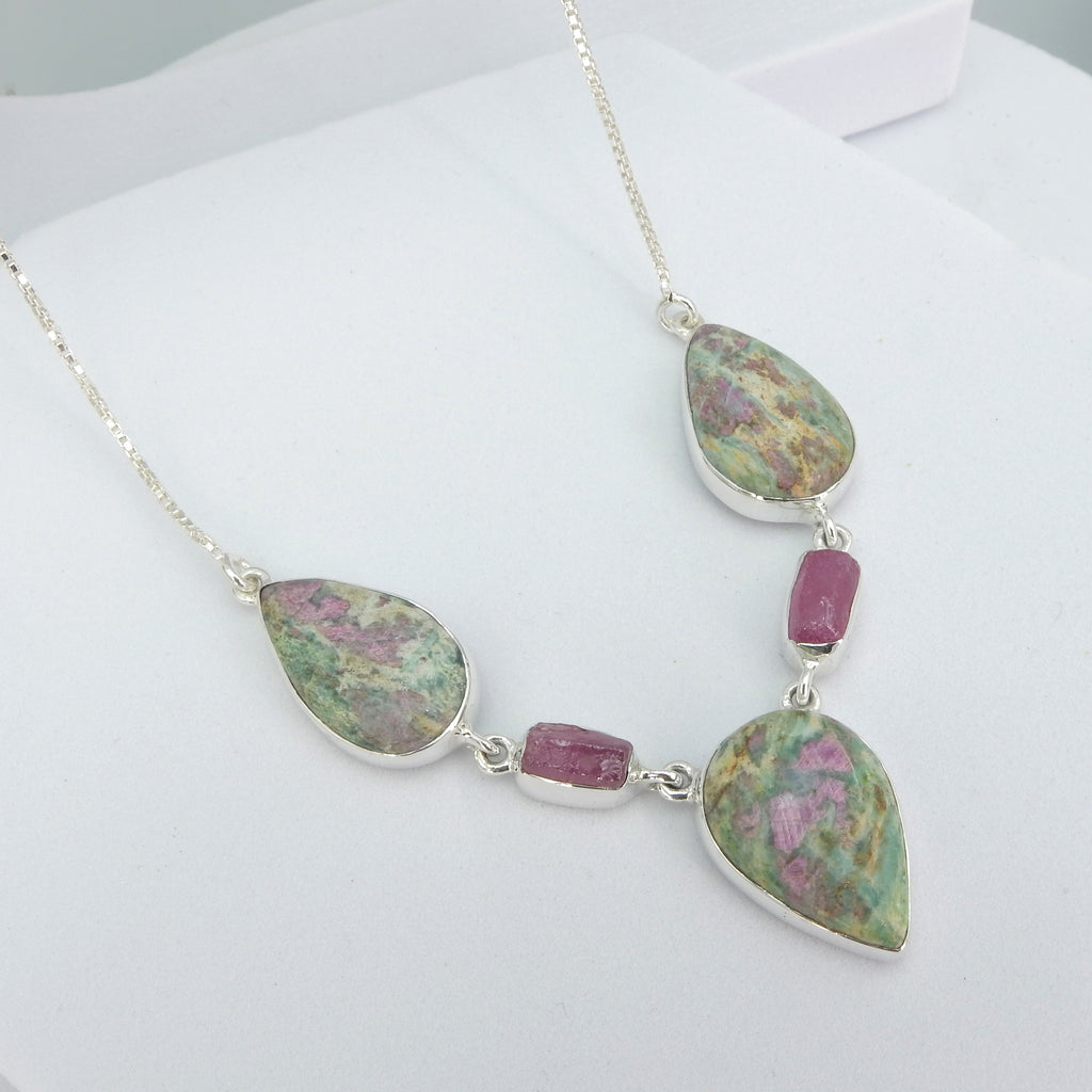 Sterling Silver Ruby & Ruby Fuchsite Necklace