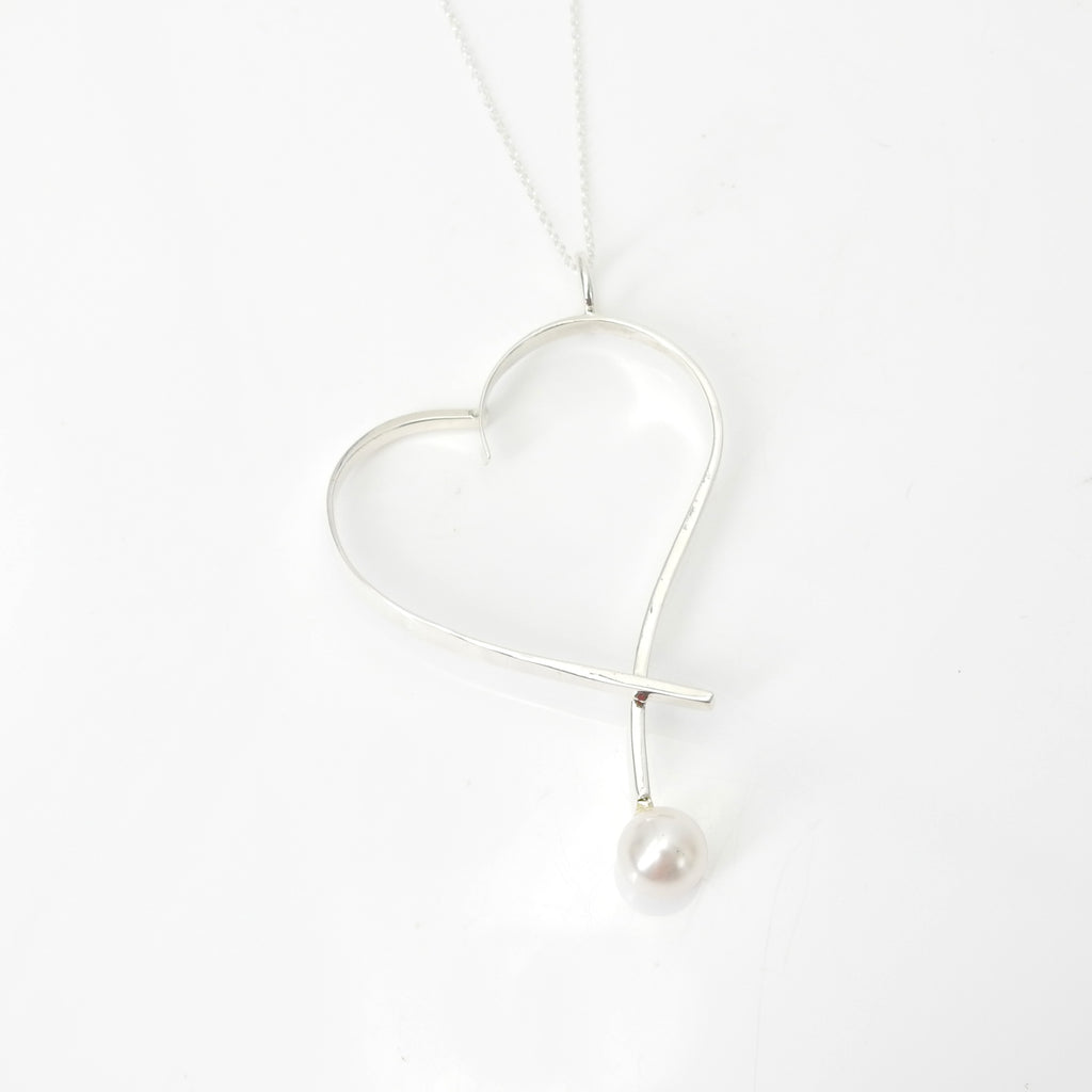 Sterling Silver Heart w/ Pearl Pendant