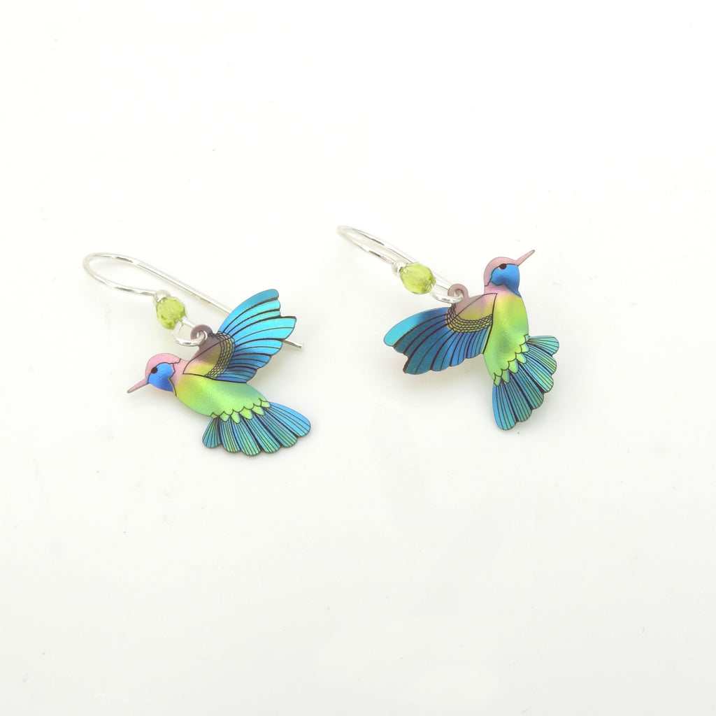 Island Green Metal Hummingbird Earrings