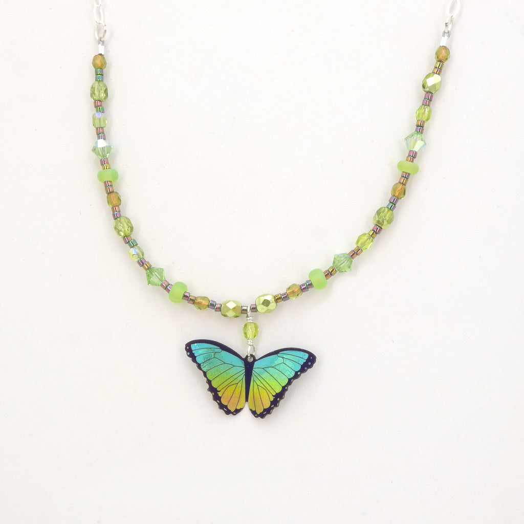 Green Bella Butterfly Beaded Necklace
