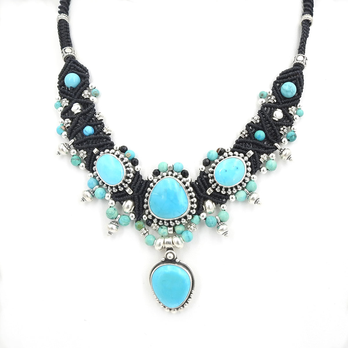 Isha Elafi Sleeping Beauty Turquoise Nomadic Knotwork Necklace ...