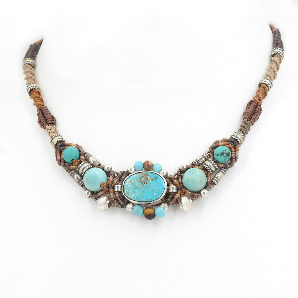 Sterling Silver Isha Elafi Turquoise Nomadic Knotwork Necklace