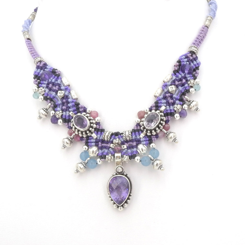 Sterling Silver Isha Elafi Nomadic Knotwork Amethyst Necklace