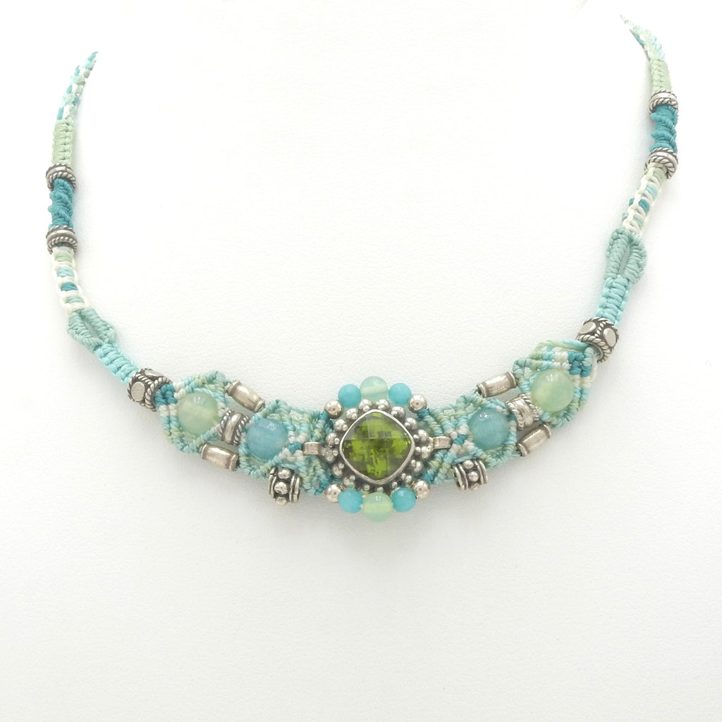 Sterling Silver Isha Elafi Peridot Nomadic Knotwork Necklace