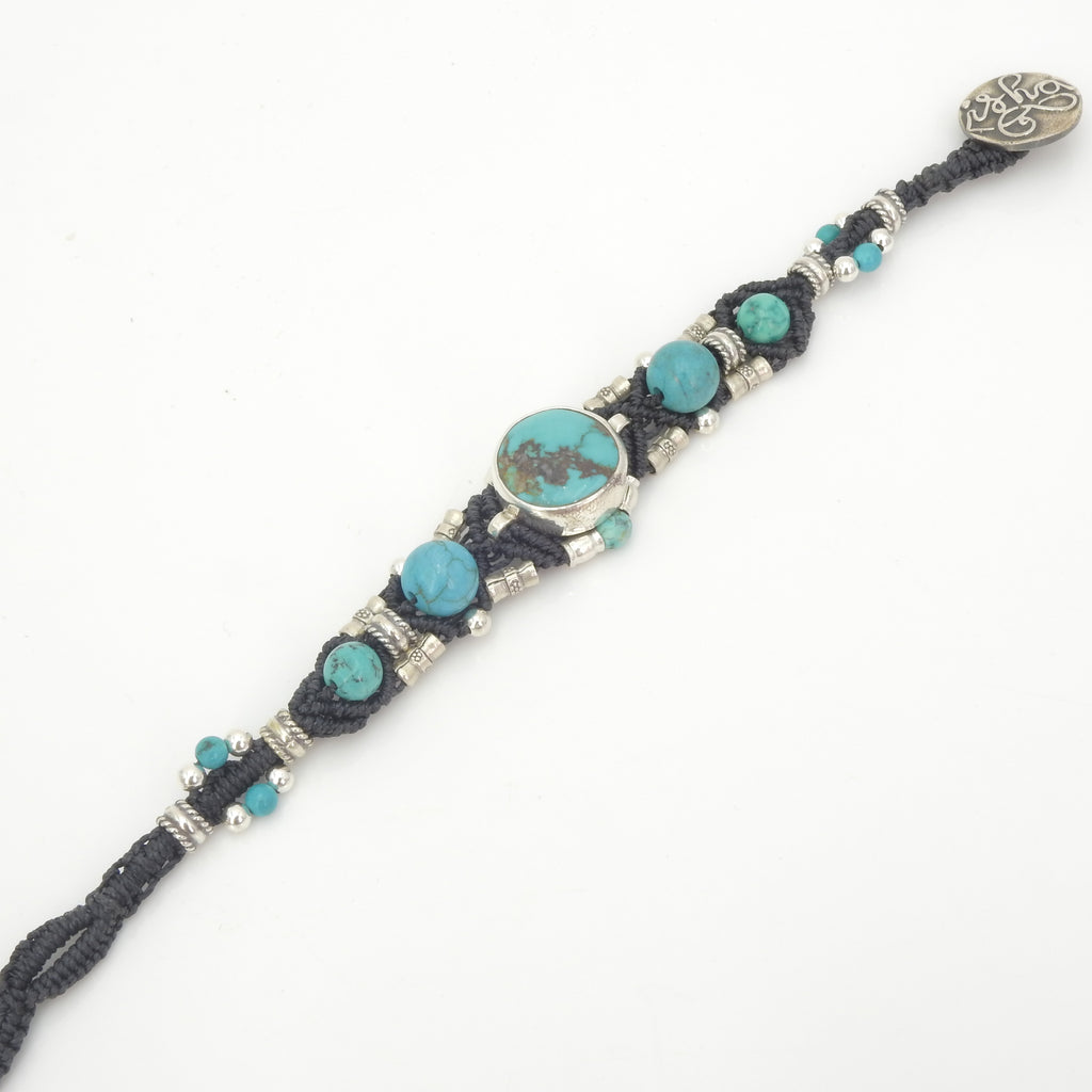 Sterling Silver Isha Elafi Nomadic Knotwork Turquoise Bracelet