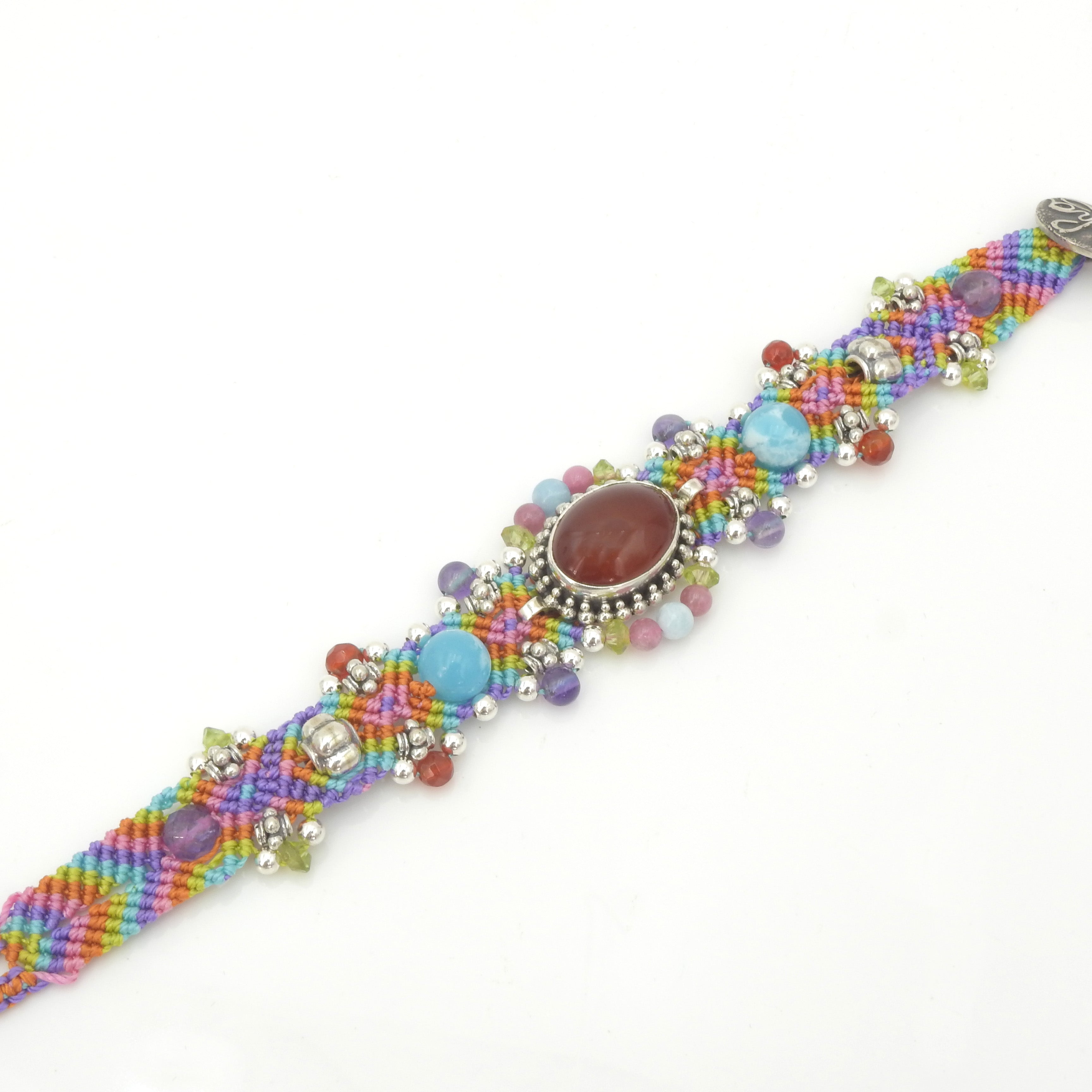 Sterling Silver Isha Elafi Carnelian Nomadic Knotwork Bracelet