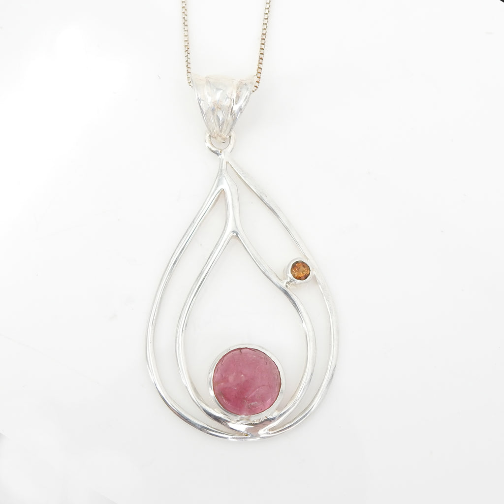 Sterling Silver and Pink Tourmaline Pendant