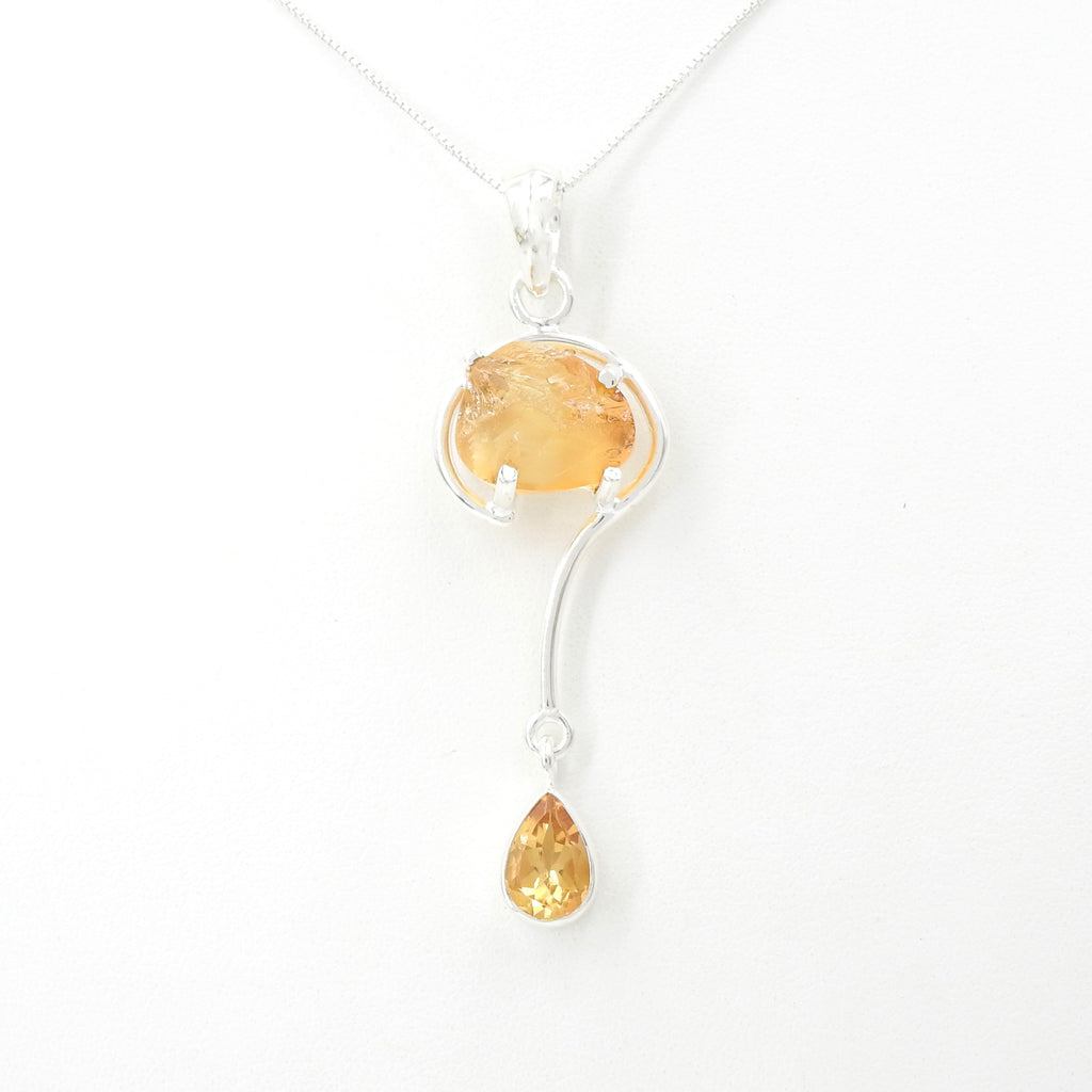 Sterling Silver Rough & Faceted Citrine Pendant