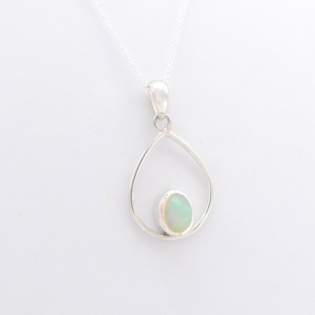 Sterling Silver Created Ethiopian Opal Pendant