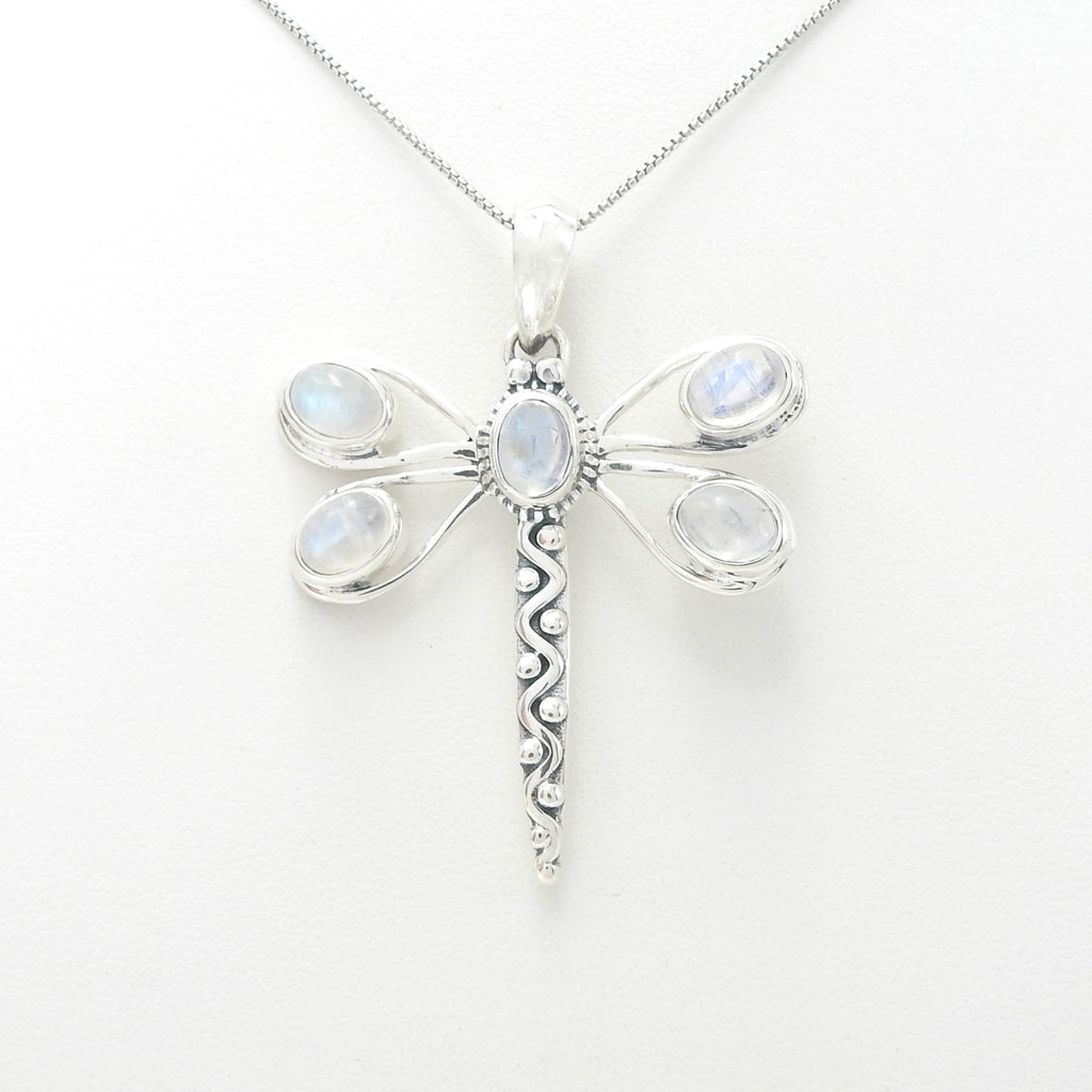 Sterling Silver Dragonfly w/ Moonstone Pendant