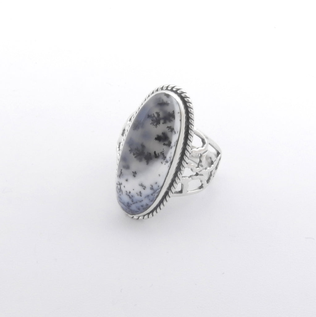 Sterling Silver Dendritic Agate Ring SZ 8