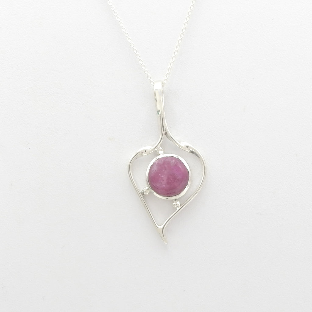 Sterling Silver Ruby Heart Pendant