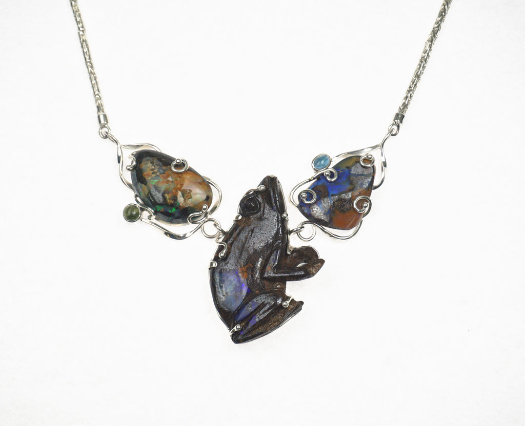 Boulder Opal Frog Necklace