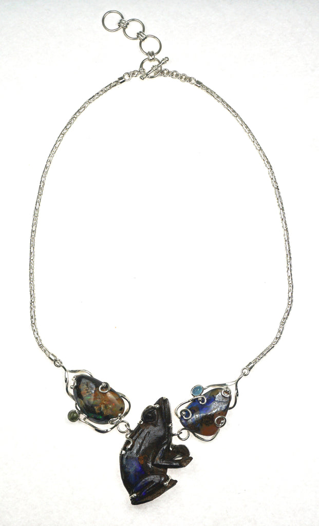 Boulder Opal Frog Necklace