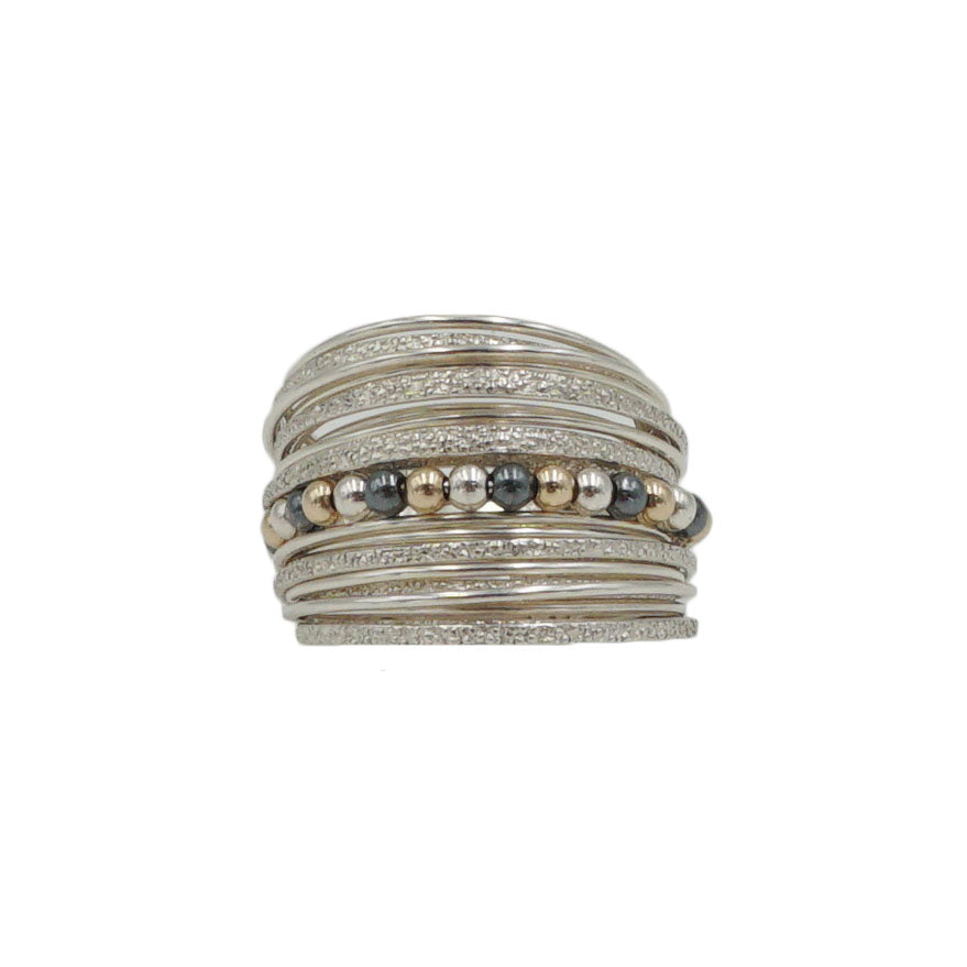 Silver Ring with 14KT Gold-Fill Beads