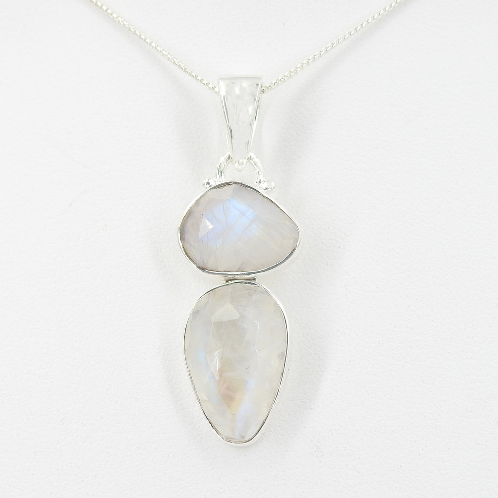 Sterling Silver Double Rainbow Moonstone Pendant