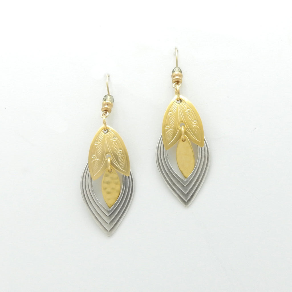 John Michael Richardson Two Tone Etched Dangle Earrings