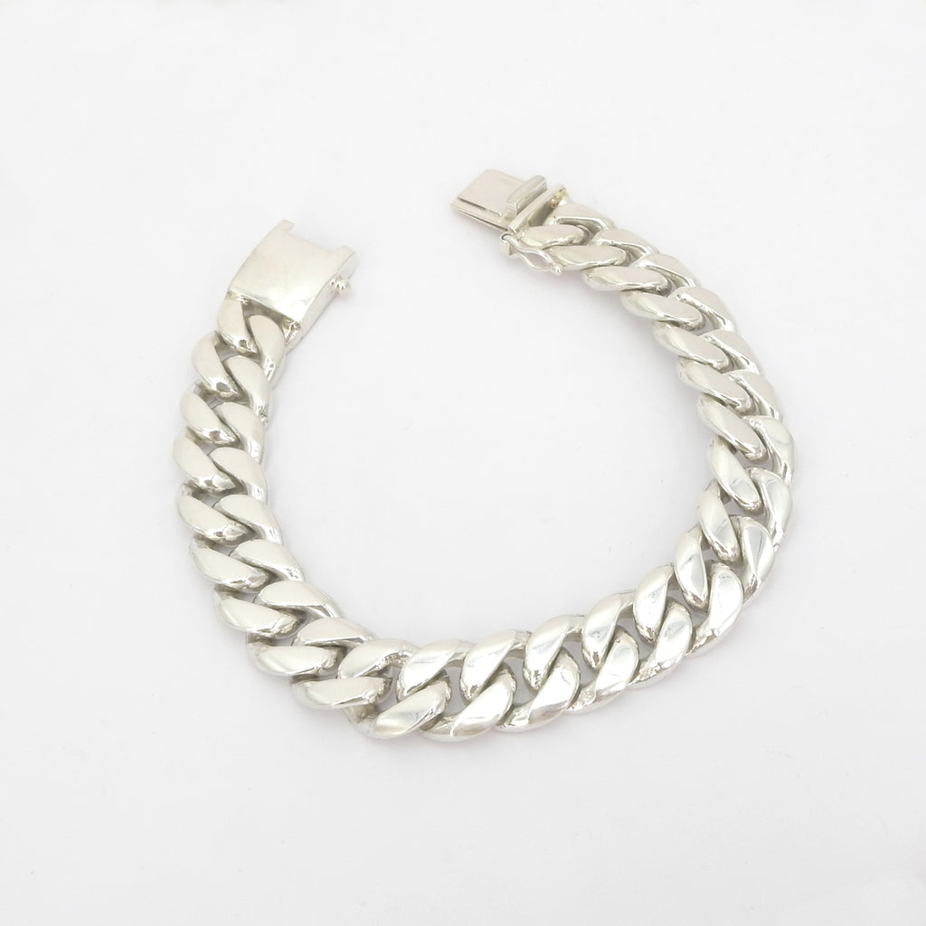 Sterling Silver Large Chain Bali Bracelet 8.5"