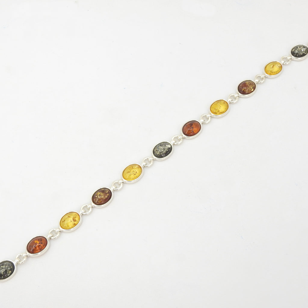 Sterling Silver Mixed Amber Bracelet