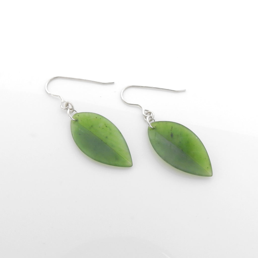 Sterling Silver Jade Leaf Earrings