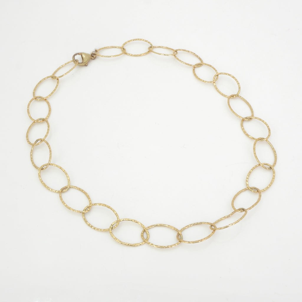 Sterling Silver Gold Filled Hammered Link Necklace