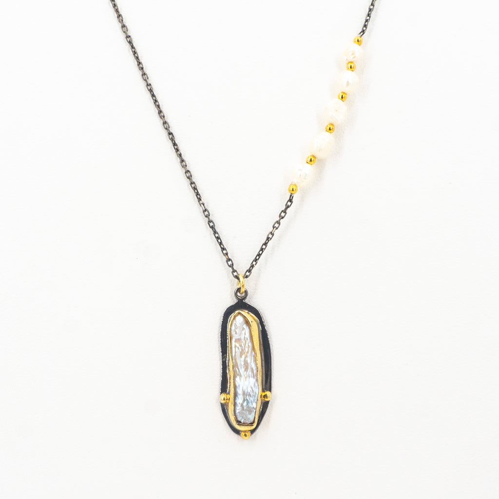 S/S Pearl Pendant W Pearl Beads