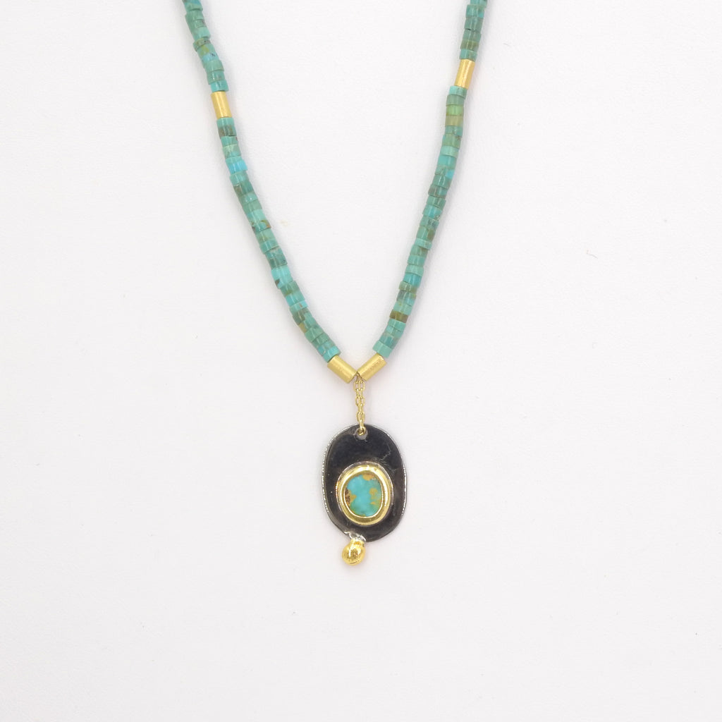 Sterling Silver Gold Vermeil Turquoise Necklace