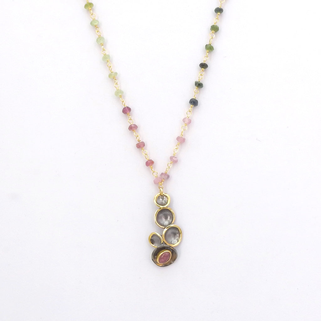 Sterling Silver Mixed Tourmaline Necklace