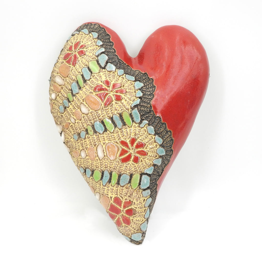 Handmade Ceramic Heart Wall Hanging Titled "Julia's New Look"