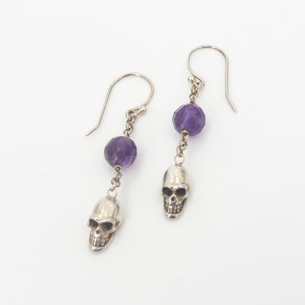 S/S Skull & Amethyst Earring