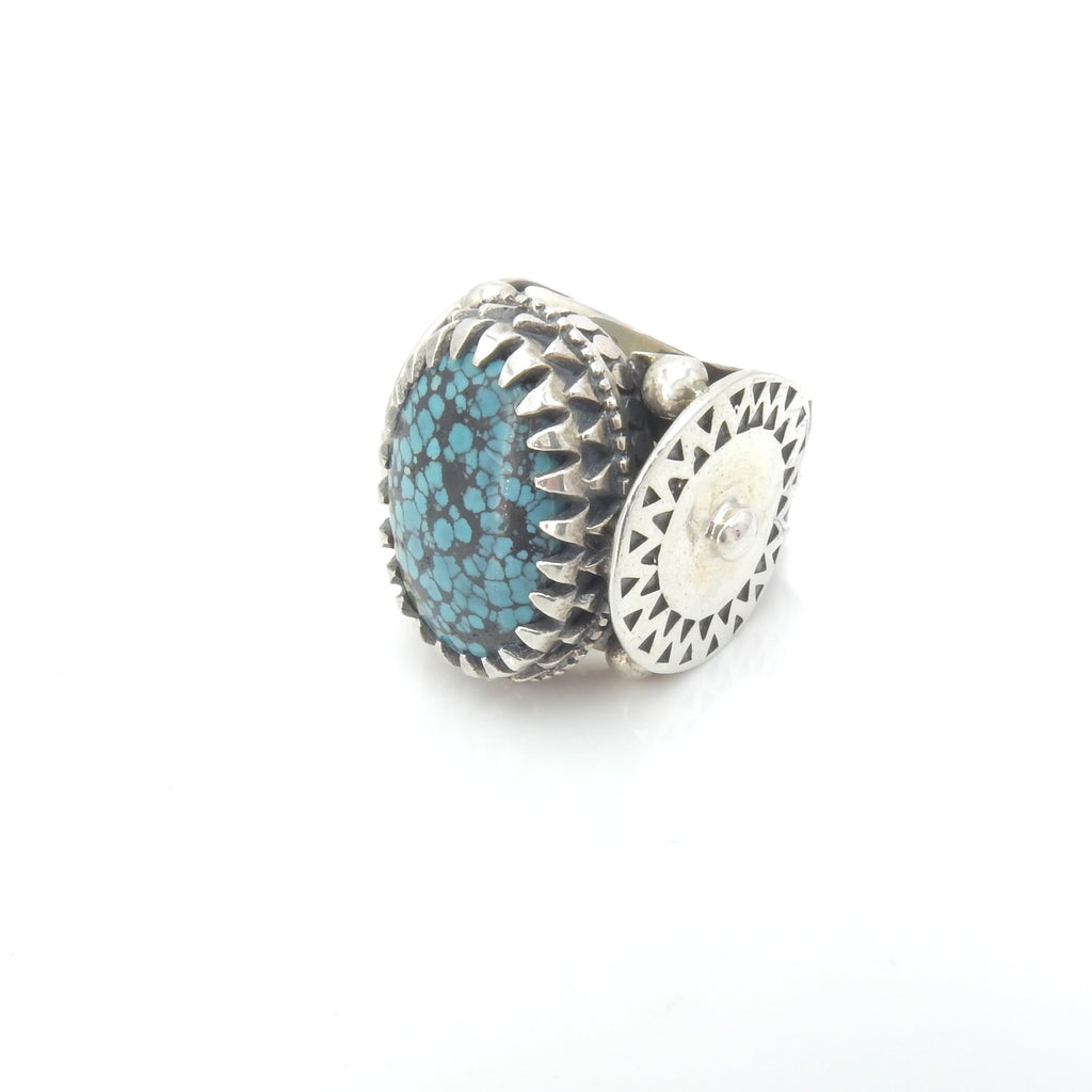 Sterling Silver Large Turquoise Ring Size 9