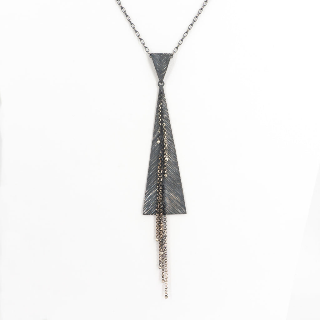 S/S Texture Oxidized Triangle Necklace