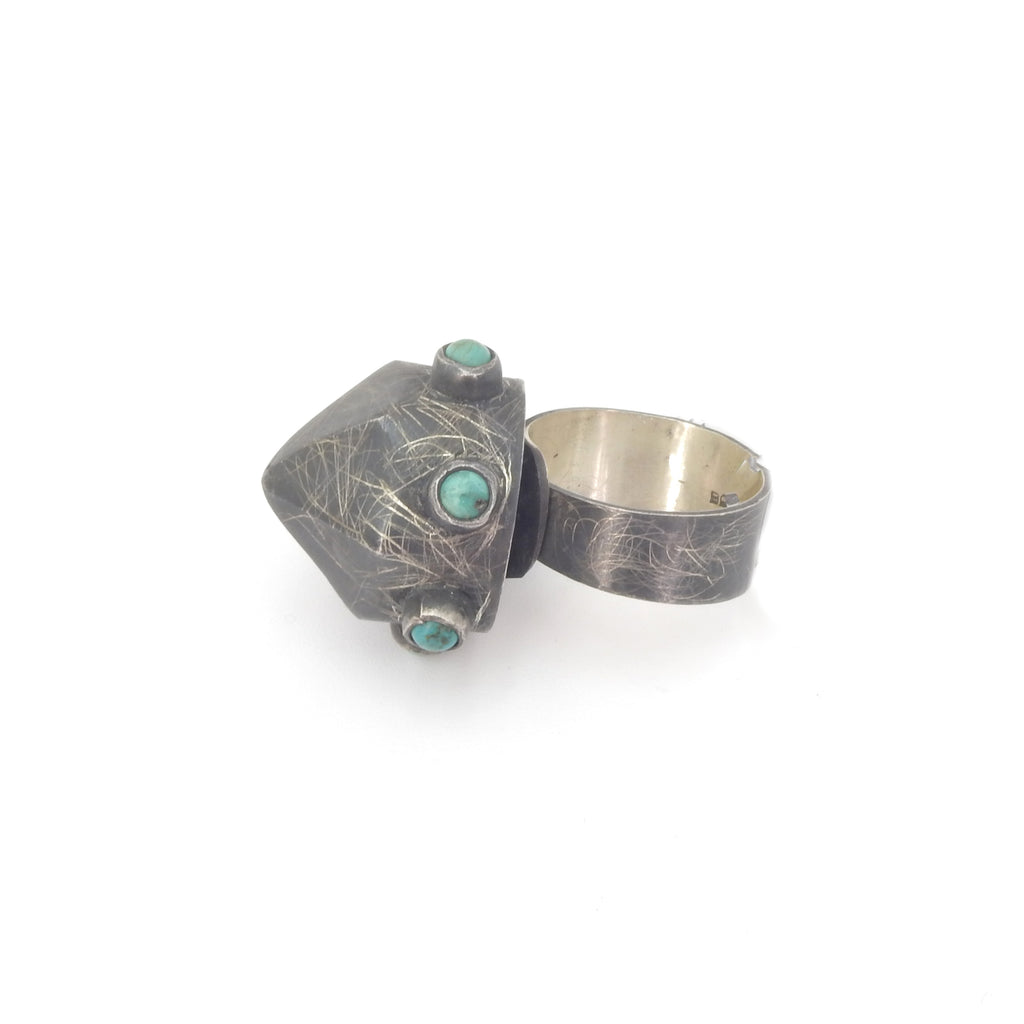 Sterling Silver Oxidized Ring w/ Turquoise