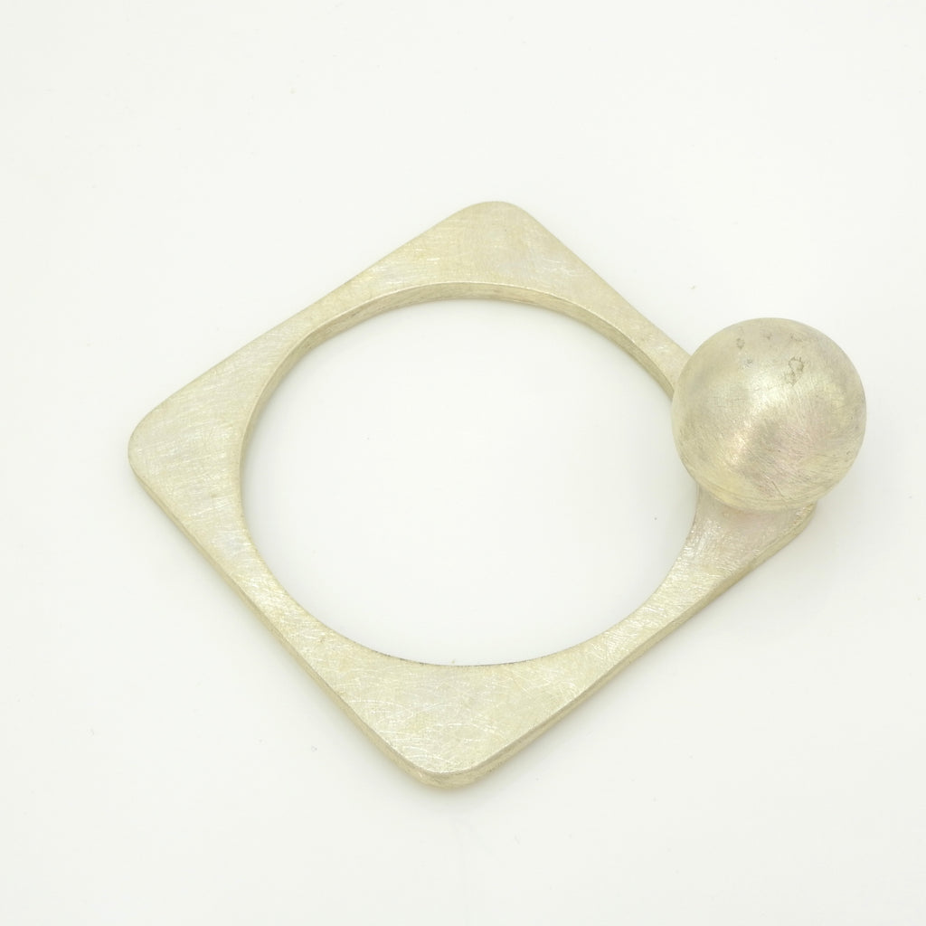 Sterling Silver Designer Square Bracelet w/ Sphere