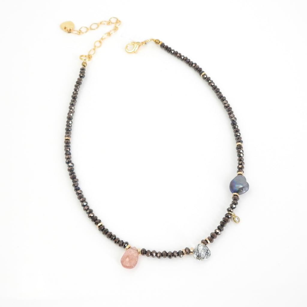 Quartz & Pearl Beaded Necklace
