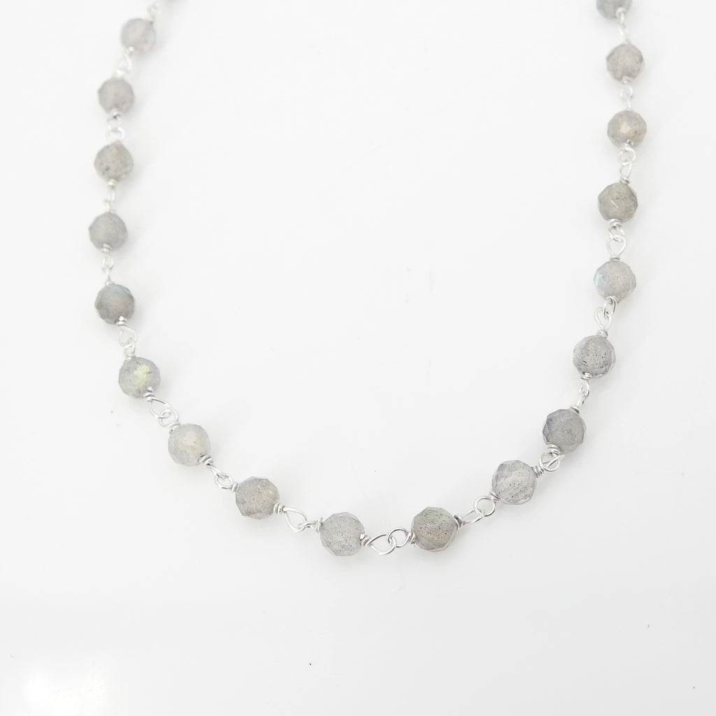 Sterling Silver Labradorite Beaded Necklace