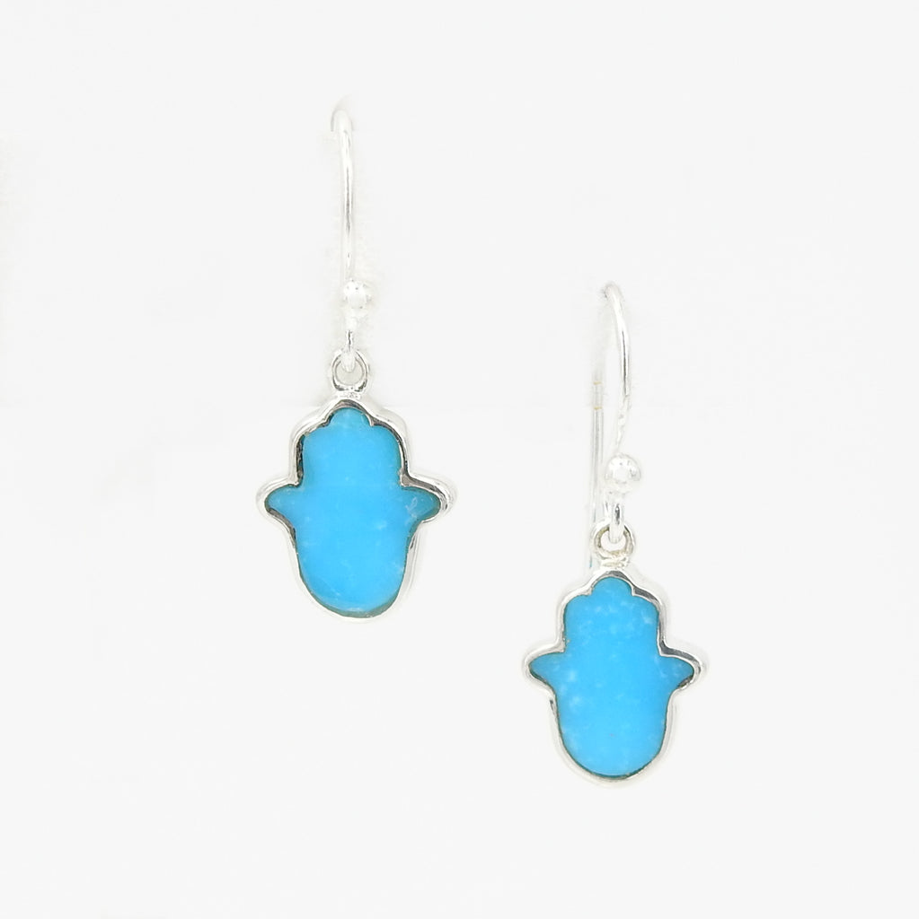 Sterling Silver Turquoise Hamsa Earring