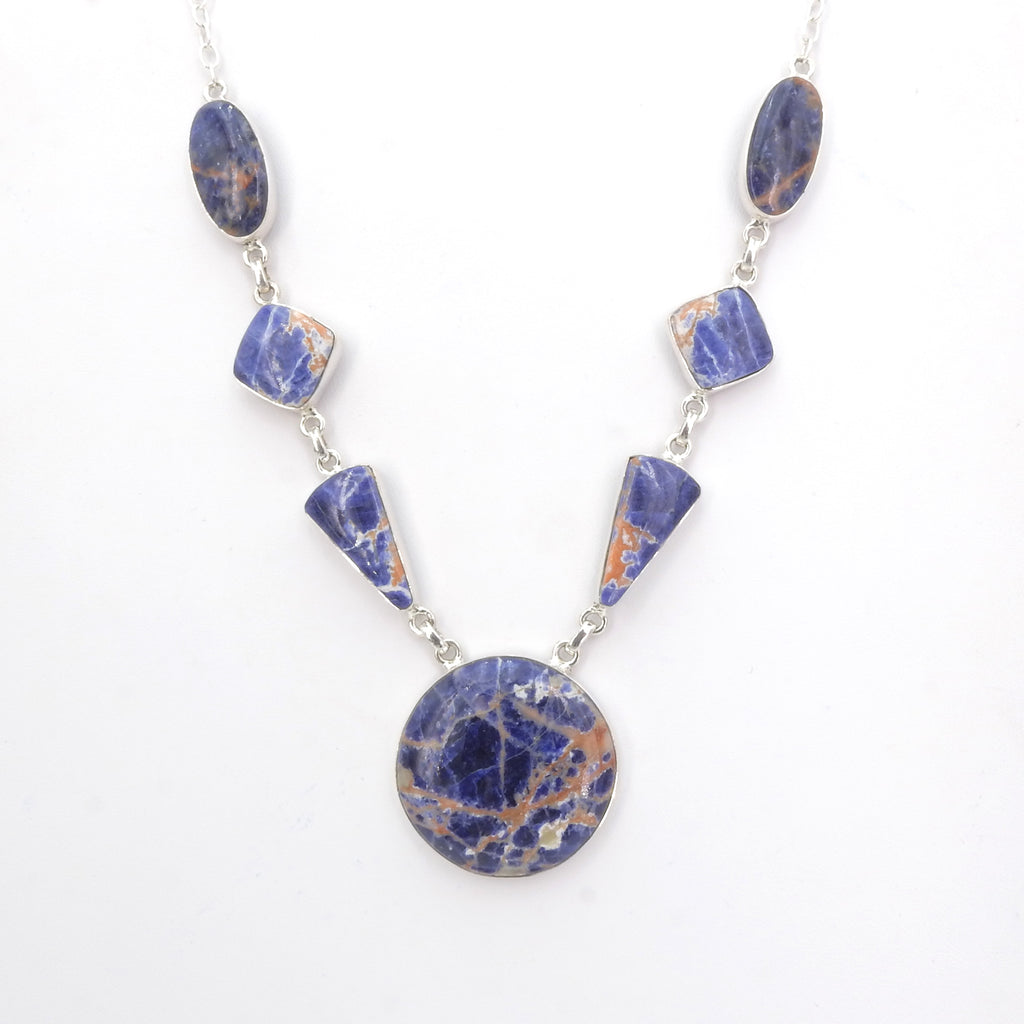 Sterling Silver Sodalite Statement Necklace