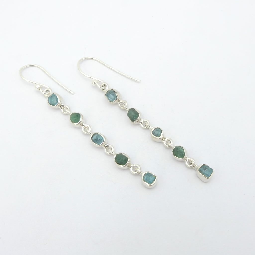Sterling Silver Emerald & Apatite Earrings